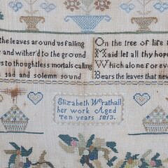 Elizabeth Wrathall Sampler “Her Work Aged Ten Years, 1813”