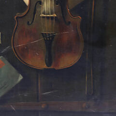 Trompe L’Oeil Oil on Canvas Still Life with Violin