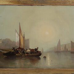 Dutch Oil on Canvas "River Scene", 19th Century
