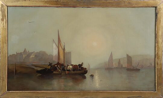 Dutch Oil on Canvas "River Scene", 19th Century