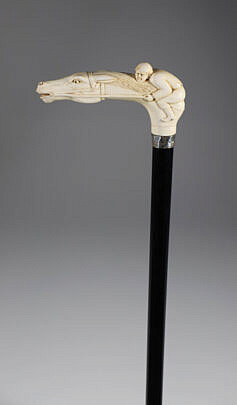 Carved Horse and Rider Cane, 19th Century