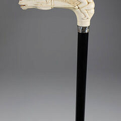 Carved Horse and Rider Cane, 19th Century
