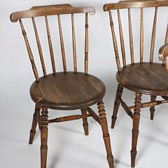 Set of Four Vintage Spindle-Back Round Seat Dining Chairs