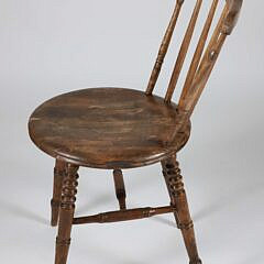 Set of Four Vintage Spindle-Back Round Seat Dining Chairs