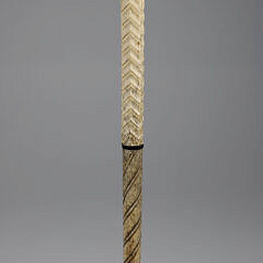Whaler Made Antique Whale Tooth Grip Walking Stick, 19th Century