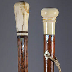Two Whaler Made Walking Sticks, 19th Century