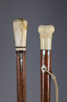 Two Whaler Made Walking Sticks, 19th Century