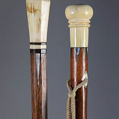 Two Whaler Made Walking Sticks, 19th Century