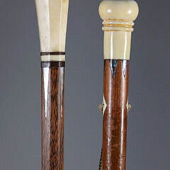 Two Whaler Made Walking Sticks, 19th Century