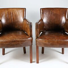 Pair of Vintage Leather Studded Club Chairs