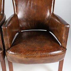 Pair of Vintage Leather Hobnail Studded Club Chairs 
