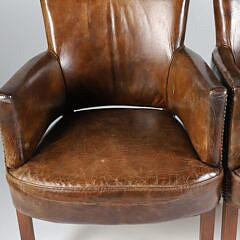 Pair of Vintage Leather Hobnail Studded Club Chairs 