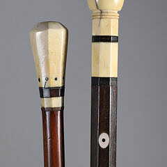 Two Whaler Made Walking Sticks, 19th Century