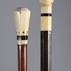 Two Whaler Made Walking Sticks, 19th Century