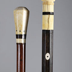 Two Whaler Made Walking Sticks, 19th Century