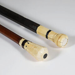 Two Whaler Made Walking Sticks, 19th Century