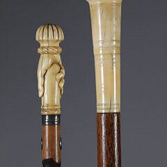 Two Whaler Made Walking Sticks, 19th Century