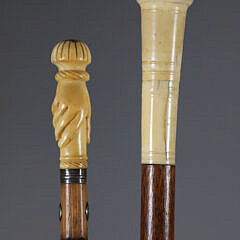 Two Whaler Made Walking Sticks, 19th Century
