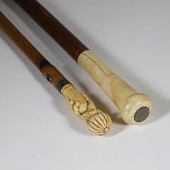Two Whaler Made Walking Sticks, 19th Century