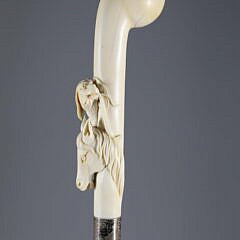 Carved Pistol Handle Walking Stick, 19th Century