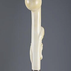 Carved Pistol Handle with Dog and Horse Walking Stick, 19th Century