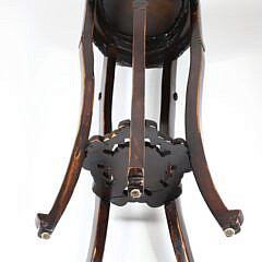 Chinese Teak Wood and Marble Insert Pedestal Table