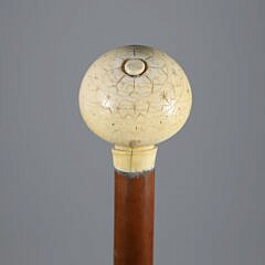 Carved Portrait of an Asian Gentleman Walking Stick, 19th Century