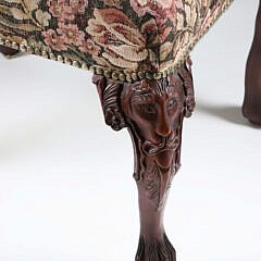 Georgian Style Carved Mahogany Upholstered Stool