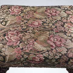 Georgian Style Carved Mahogany Upholstered Stool