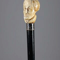 Carved Bust of a Woman Grip Walking Stick, 18th Century