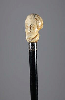 Carved Bust of a Woman Grip Walking Stick, 18th Century