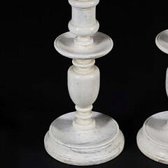 Pair of Sailor Made Turned Antique Whale Bone Candlesticks