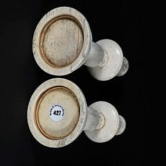 Pair of Sailor Made Turned Antique Whale Bone Candlesticks