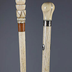 Two Whaler Made Knob Walking Sticks, 19th Century