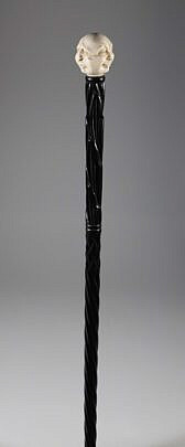 Three-Face carved Grip Walking Stick, 19th Century
