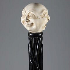 Carved Portrait Walking Stick, 19th Century