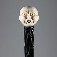 Carved Portrait Walking Stick, 19th Century