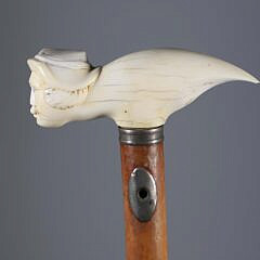 Whaler Made “Bird-Man” Grip Cane, 19th Century