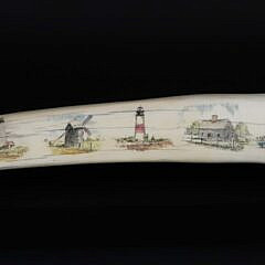 David Lazarus Scrimshawed 19th Century Walrus Tusk "Nantucket"