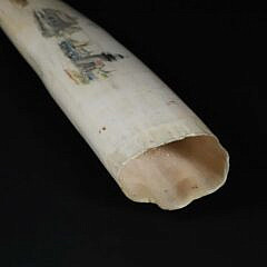 David Lazarus Scrimshawed 19th Century Walrus Tusk Engraved with Nantucket Scenes