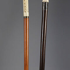 Two Whaler Made Clenched Fist Walking Sticks, 19th Century
