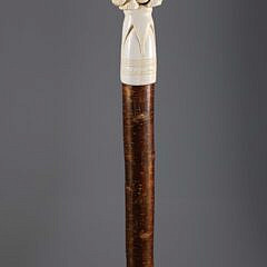 Elephant Carved Grip Walking Stick, 19th Century