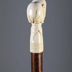 Elephant Carved Grip Walking Stick, 19th Century