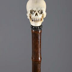 Mechanical Carved Skull grip Walking Stick, 19th Century