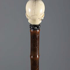 Mechanical Carved Skull Grip Walking Stick, 19th Century