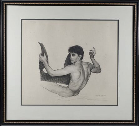 John Woodrow Kelly (b. 1952) Charcoal "Orpheus Study"