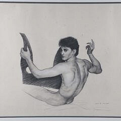 John Woodrow Kelly (b. 1952) Charcoal “Orpheus Study”