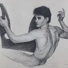 John Woodrow Kelly (b. 1952) Charcoal “Orpheus Study”