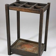 Mission Oak Style Umbrella Stand with Copper Liner