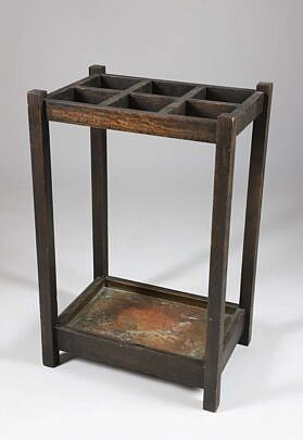 Mission Oak Style Umbrella Stand with Copper Liner